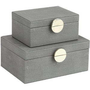 Aoibox Faux Leather Jewelry Box Set of 2, Decorative Storage Organizer with Gold Hardware, Classic Vegan Leather Design for Jewelry & Accessories - 1 of 4