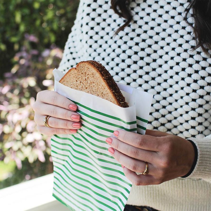 Lunchskins Paper XL Sandwich Bag - Green Stripe - 50ct, 6 of 11