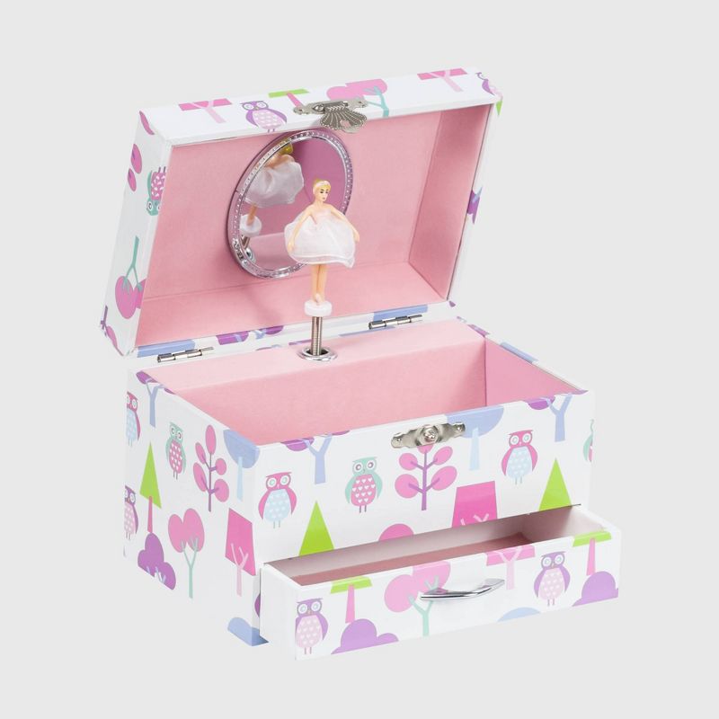 Mele & Co. Molly Girls' Musical Ballerina Jewelry Box with Owl Pattern-White, 2 of 9