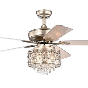 Warehouse Of Tiffany Silver Orchid Vidor Silver 52" 5-Blade Ceiling Fan Two-Color Blades Reversible with Remote Control - 1 of 2