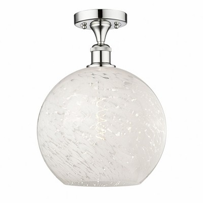 White Mouchette - 1 Light Semi-Flush Mount In Modern Style-13.63 Inches Tall and 12 Inches Wide