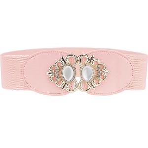 INSPIRE CHIC Women's Faux Leather Beaded Rhinestone Inlaid Elastic Waist Belt - 1 of 4