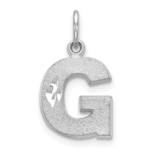 Black Bow Jewelry 14k White Gold, Julia Collection, Small Satin Block Initial G Pendant - 1 of 4