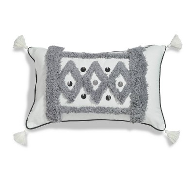 Sure Fit Antilles Boucle 12"x20" Embroidered Decorative Throw Pillow Gray/White