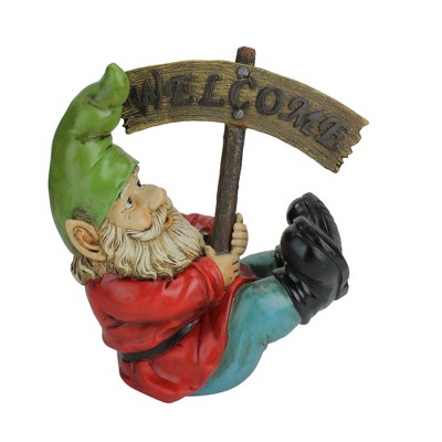 Northlight 10.5" Silly Gnome with Welcome Sign Outdoor Garden Statue