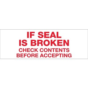 Tape Logic Pre-Printed Carton Sealing Tape "If Seal Is Broken..." 2.2 Mil 2" x 1 T902P166PK - 1 of 1