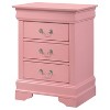 HomeStock Pink Nightstand 29x21x16 with Three Spacious Drawers, Charming Bedside Table for Bedroom Storage and Cheerful Accent Decor - 2 of 4