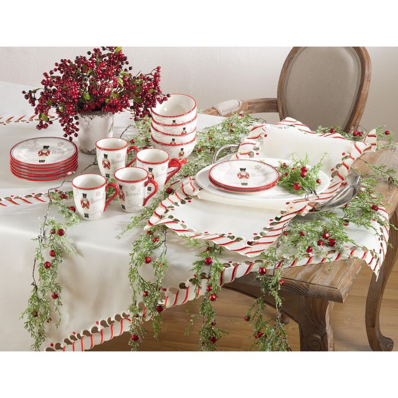 Saro Lifestyle Candy Cane Stripe Border Christmas Holiday Table Runner, 3 of 4