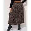 Clearlove Plus Size Pleated Skirt Women's Elastic Waist Boho  Midi Skirts with Pockets - 3 of 4