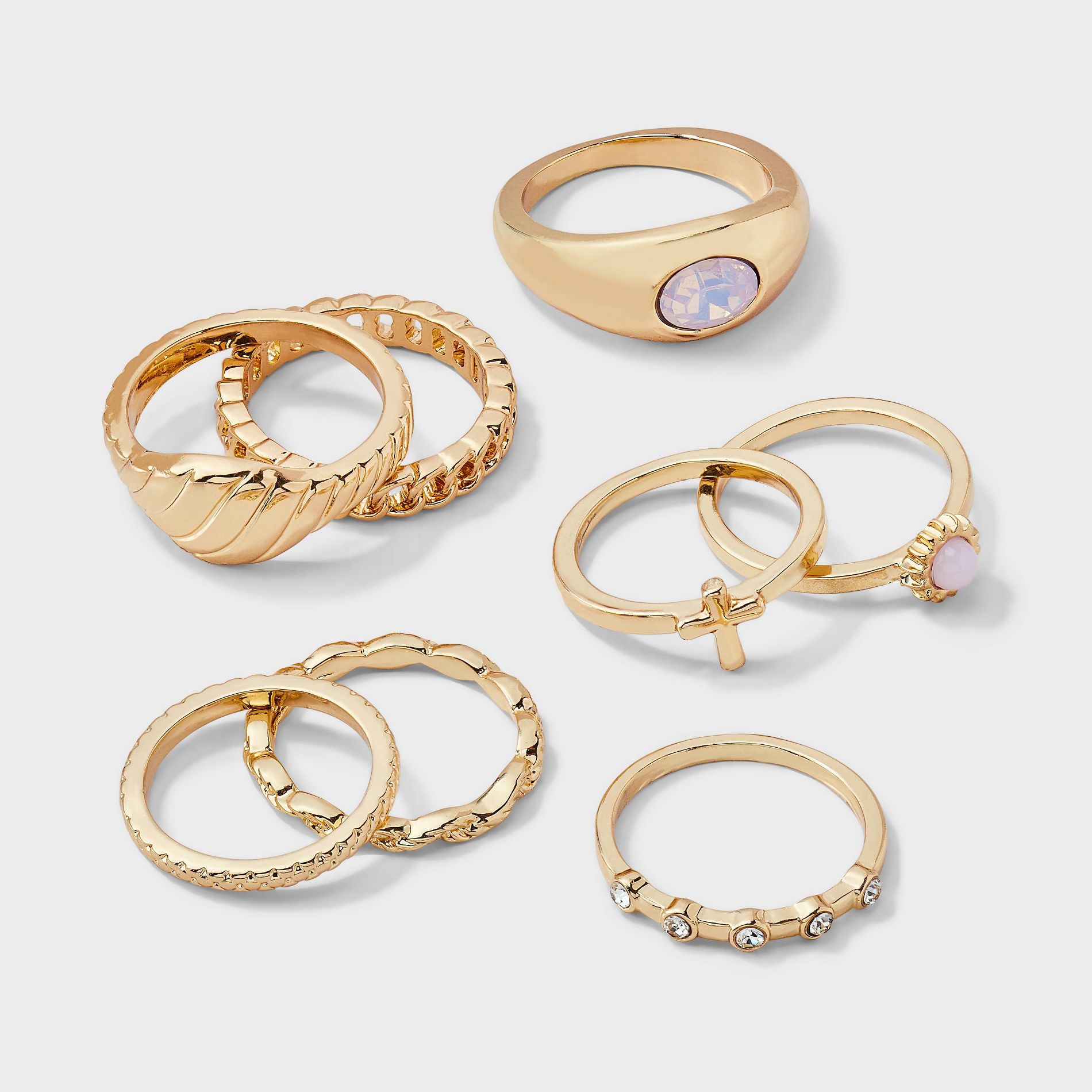 Cross and Sun 8pc Ring Set - Wild Fable™ Gold