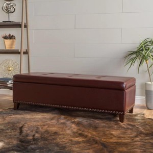 Contemporary Tufted Storage Ottoman Bench with Nailhead Trim and Hinged Lid for Living Room – 3irtyhousy - 1 of 4