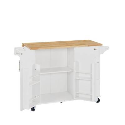 NicBex Rolling Kitchen Island Cart with Cabinet and Drop Leaf Countertop,Kitchen Island on Wheels with Rack,Island Table for Kitchen