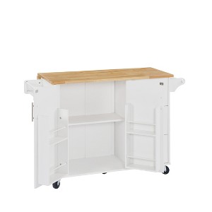 NicBex Rolling Kitchen Island Cart with Cabinet and Drop Leaf Countertop,Kitchen Island on Wheels with Rack,Island Table for Kitchen - 1 of 4