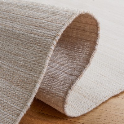 Beige 3' x 5' Handmade Flatweave Wool Rug