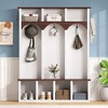 Lycvki Wooden Arched Design Hall Tree with Walnut Storage Bench and 7 Cubbies - 2 of 4