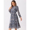 INSPIRE CHIC Women's Floral Mock Neck Long Sleeve Elastic Waist Flowy Midi Dress - 4 of 4