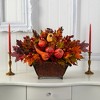 Nearly Natural 27-in Pumpkin, Maple Leaf and Berries Artificial Arrangement in Metal Vase - 3 of 3