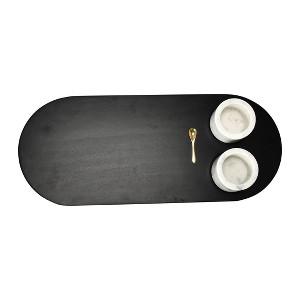 Storied Home Elegant Mango Wood Tray with 2-Piece Marble Bowls and a Gold Finish Stainless Steel Spoon, Multicolor - 1 of 4