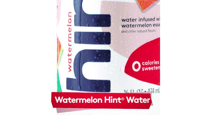 hint Red Variety Pack Flavored Water - Watermelon, Peach, Raspberry, and Strawberry Lemon - 12pk/16 fl oz Bottles, 2 of 11, play video