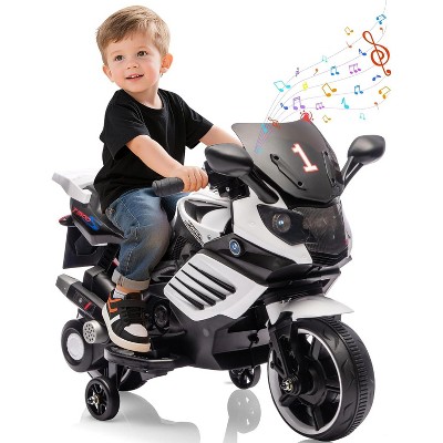 6V Kids Motorcycle,Electric Ride On Car Toy with Training Wheels,Working Headlight,Horn & Music