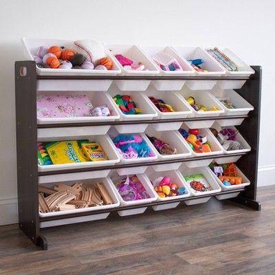 Espresso Extra Large Kids' Toy Storage Organizer with 20 Bins