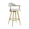 HomeRoots 26" Silver and Gold Fabric and Stainless Steel Counter Height Swivel Bar Chair - 4 of 4