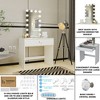 Octavia Lighted Makeup Vanity White - Boahaus: Compact Dressing Table, 14 Bulb Mirror - 2 of 4