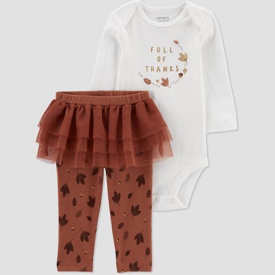 Carter's Just One You® Baby Girls' Full of Thanks Tutu Coordinate Set - Brown 9M