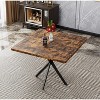 38.60"Square Dining Table Set, Mid Century Modern Square Dining Table for 4 Person, Faux Marble Tabletop, Iron Legs,Brown+Gray - 3 of 4