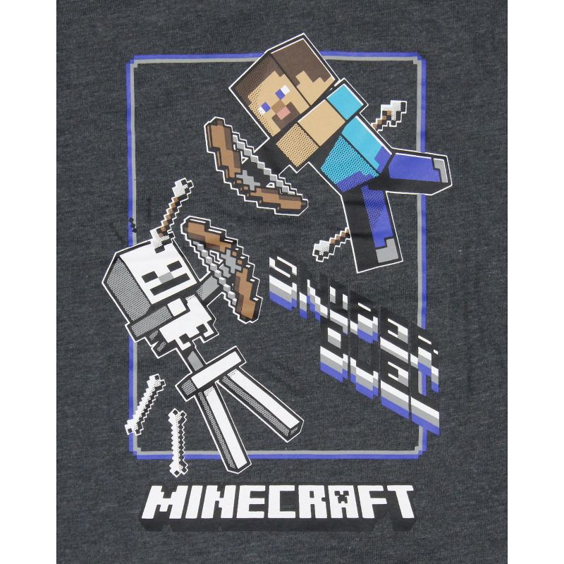 Minecraft Boy's Steve Skeleton Super Duel Long Sleeve Kids T-Shirt Tee, 2 of 4