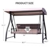 Aoodor 3-Seat Outdoor Rattan Patio Swing with Adjustable Dark Blue Canopy, Built-in Quick-Drying Foam Seat, Rattan Wicker, Rust-Resistant Iron Frame - 3 of 4