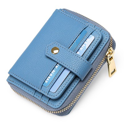 BEAFUP Women's PU Slim Wallet - 6 Card Slots, ID Window & Zippered Coin Pocket - Compact Organizer for Everyday Use,Travel