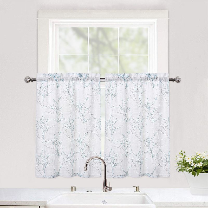 Whizmax Tier Curtains for Kitchen Window Nature Design Tree Branch, 1 of 6