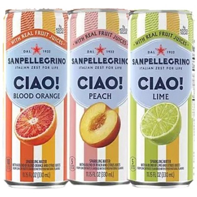 SanPellegrino CIAO! Variety Pack - Blood Orange, Lime & Peach (Pack of 18)