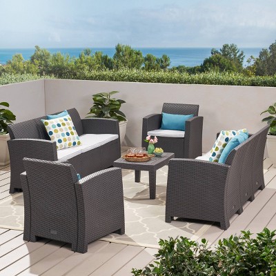 Jacksonville 5pc Patio Seating Set - Charcoal - Christopher Knight Home