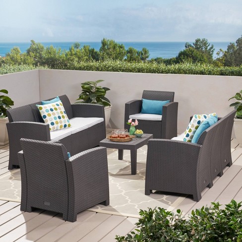 Jacksonville 5pc Patio Seating Set Charcoal Christopher Knight
