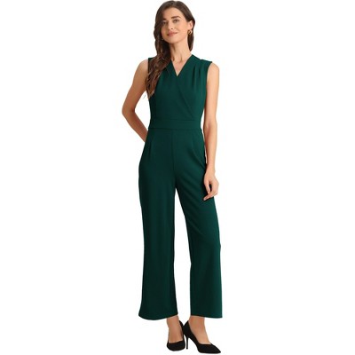 Allegra K Women's Sleeveless V Neck High Waist Wide Leg Jumpsuit