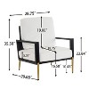 BDELITE Modern Low Back Upholstered Accent Armchair with Gold Metal Legs, Rubberwood Frame & Pillow Back-28.75*29*35.3 Inch, White - 3 of 4