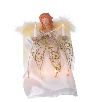 Kurt Adler 10-Light 9-Inch Ivory and Gold Angel Treetop