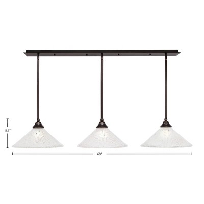 Toltec Lighting Stem 3 - Light Chandelier in  Dark Granite with 16" Frosted Crystal Shade
