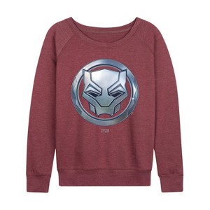 Women's - Marvel - Black Panther Circle Logo Lightweight French Terry Wide Neck Long Sleeve Shirt - 1 of 4