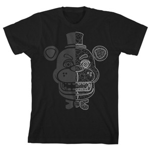 Five Nights at Freddy's Freddy Fazbear Foil Boy's Black T-shirt - 1 of 3