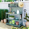 Farmhouse Potting Bench Table - 65": 4 Shelves, Side Hook, Rustic Outdoor Garden Station - 2 of 4