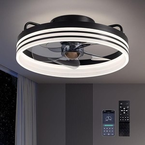 Siljoy  Low Profile Ceiling Fans with Lights and Remote,6 Wind Speeds, 15.7 Inch Flush Mount Ceiling Fan for Bedroom - 1 of 1