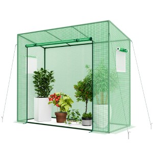 Tangkula Portable Mini Greenhouse w/ PE Cover 4 Wind Ropes & Ground Stakes Zipper Door - 1 of 4