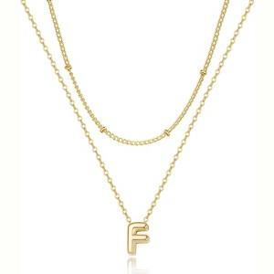 Bubble Initial Necklace: Personalized Layered Letter Pendant In Gold/Silver, Dainty Stackable Choker, Cute Teen Girl Gift - 1 of 4