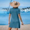 Women's Ivory/Khaki/Green/Blue Notched Neck Short Sleeve Cover-Up Dress - Cupshe - 4 of 4