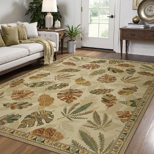 Abynow Vintage Floral Farmhouse Indoor Washable Area Rug - 1 of 4