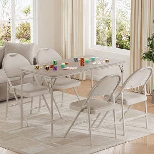 COZONY 47" Folding Table, Heavy Duty Portable Card Table with PU Leather Top & Metal Legs, No Assembly, Indoor & Outdoor Use, Table Only - 1 of 4