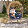 Wicker Egg Chair with Cushion, Rattan Patio Chair for Outdoor Indoor, 500 Lbs Egg Shape Balcony Chair for Living Room, Balcony, Backyard - 4 of 4